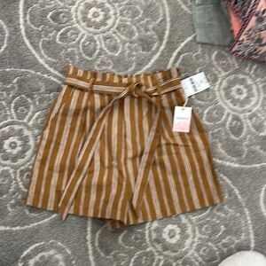 Brown and white Forever 21 Shorts, Tie Belt, size M